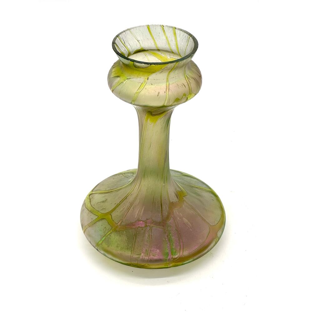Vase - Pallme-Konig Vintage Art Nouveau Yellow Green Iridescent Glass Vase